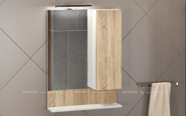Зеркальный шкаф Comfortу Рига-60 дуб сонома - 4 изображение