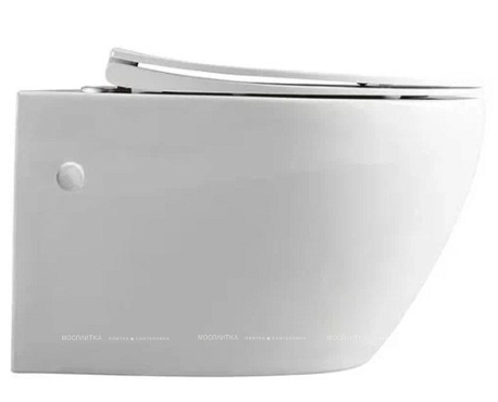 Комплект подвесной безободковый унитаз Vincea Intero VT1-21 с сиденьем soft-close, белый + инсталляция Geberit Duofix 458.124.21.5 с кнопкой, хром глянцевый - 2 изображение