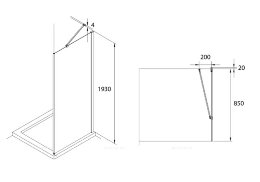 Боковая панель Roca Capital 90X195 см M4409012M, прозрачное стекло, хром - 5 изображение