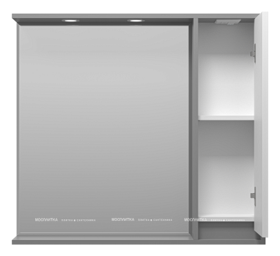 Зеркальный шкаф Brevita Balaton 90 см BAL-04090-01-01П правый, с подсветкой, белый / серый - 3 изображение