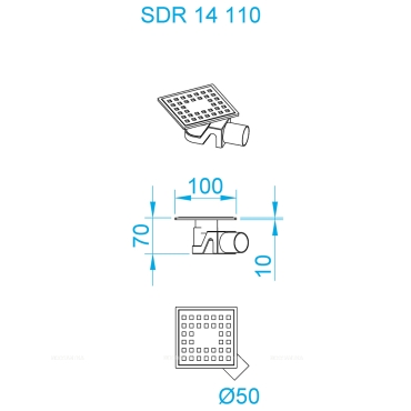 Душевой трап RGW SDR 10 см, 47211411-01, с решеткой, хром - 3 изображение