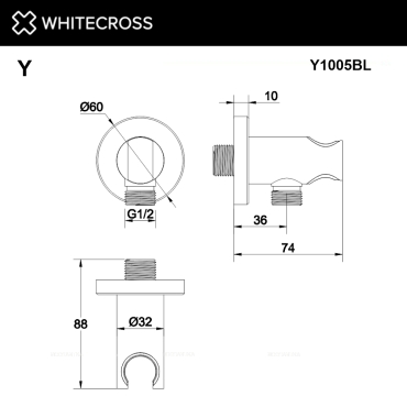 Шланговое подключение Whitecross Y black Y1005BL с держателем, матовый черный - 3 изображение