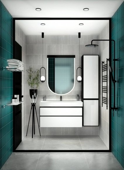 Дизайн Ванная в стиле Современный в зеленом цвете №12610 - 5 изображение