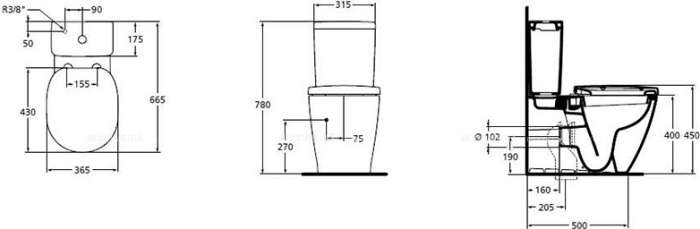 Чаша для унитаза-компакта Ideal Standard Connect Cube E803701 - 3 изображение