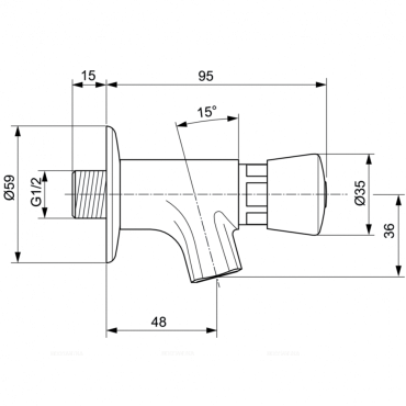 Нажимной настенный кран для умывальника Ideal Standard ALPHA A1330AA - 4 изображение