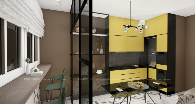 Дизайн Кухня в стиле Современный в черно-белом цвете №12860 - 3 изображение