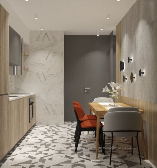 Дизайн Кухня в стиле Современный в черно-белом цвете №12867 - 5 изображение