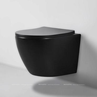 Унитаз подвесной безободковый Bond F01-108 с крышкой-сиденьем микролифт, черный - 5 изображение