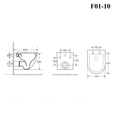 Унитаз подвесной безободковый Bond F01-10 с крышкой-сиденьем микролифт, белый - 20 изображение