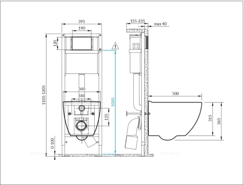 Комплект подвесной безободковый унитаз Cersanit Brasko Smart 64916 с крышкой-сиденьем стандарт + инсталляция - 4 изображение