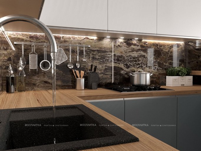 Дизайн Кухня в стиле Современный в коричневом цвете №12476 - 2 изображение