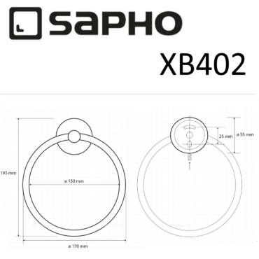 Полотенцедержатель Sapho X-Round Black XB402 черный - 3 изображение