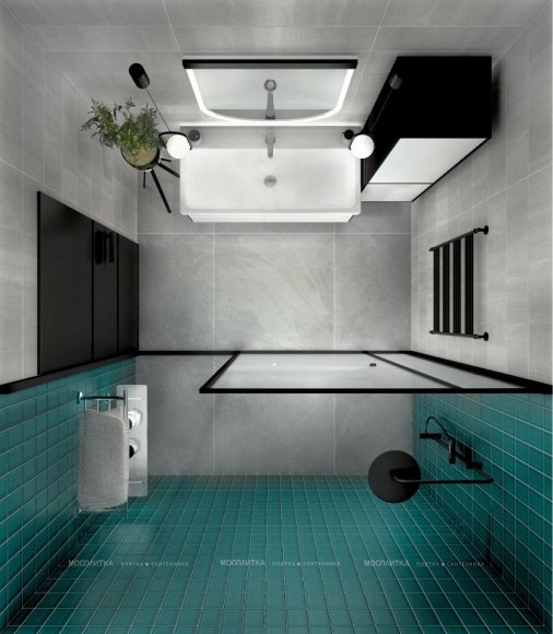 Дизайн Ванная в стиле Современный в зеленом цвете №12610 - 2 изображение