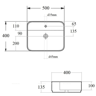 Раковина Bond Cube 50 см S13-500 белый глянец - 7 изображение