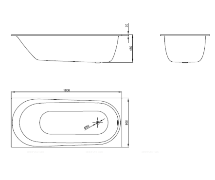 Стальная ванна Bette Comodo 180x80 см, 1251-000PLUS с покрытием Glasur® Plus - 5 изображение
