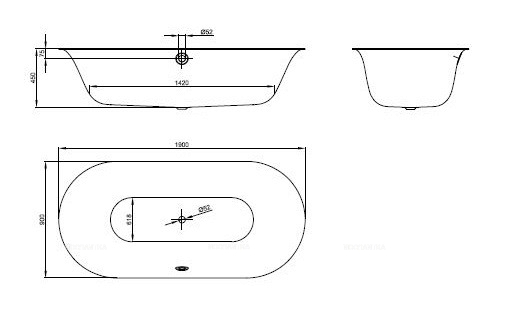 Стальная ванна Bette Lux Oval 190x90 см, 3467-000 - 4 изображение