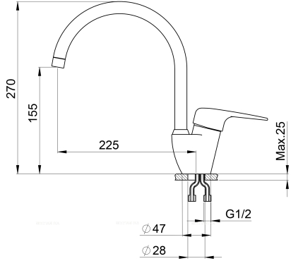 Смеситель Granula GR-1024 для кухонной мойки, графит - 2 изображение