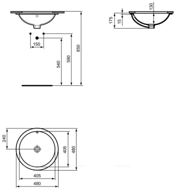 Рукомойник Ideal Standard Connect E505401 круглый, 48 см - 4 изображение