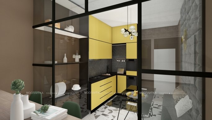 Дизайн Кухня в стиле Современный в черно-белом цвете №12860 - 6 изображение
