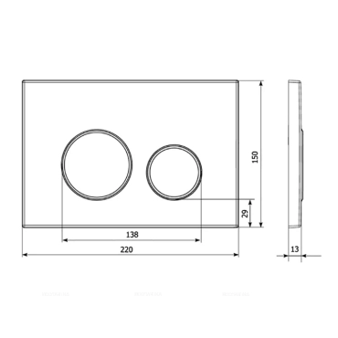 Кнопка смыва Veconi Round VFR-BL, 150х220х13, пластик, черный - 2 изображение