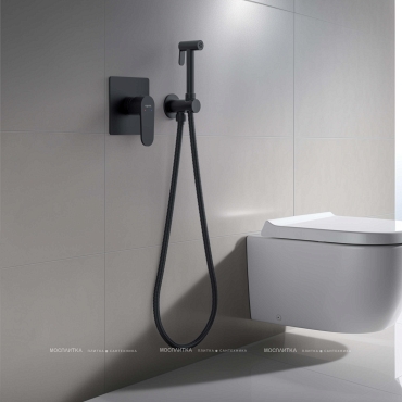 Гигиенический душ Aquatek Оберон AQ1219MB со смесителем, черный матовый - 6 изображение