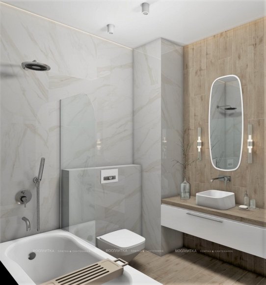 Дизайн Ванная в стиле Современный в белом цвете №12853 - 6 изображение