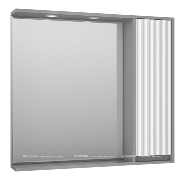 Зеркальный шкаф Brevita Balaton 90 см BAL-04090-01-01П правый, с подсветкой, белый / серый - 2 изображение