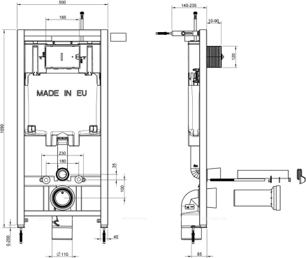 Комплект подвесной безободковый унитаз Jacob Delafon Vox E21772RU-00 с сиденьем микролифт + система инсталляции - 5 изображение