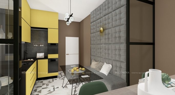 Дизайн Кухня в стиле Современный в черно-белом цвете №12860 - 7 изображение