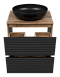 Тумба с раковиной Brevita Dakota 60 см DAK-07060-19/02-2Я дуб галифакс олово / черный кварц - 2 изображение