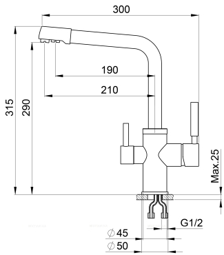 Смеситель Granula GR-2015 для кухонной мойки, базальт - 2 изображение