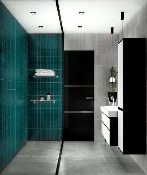 Дизайн Ванная в стиле Современный в зеленом цвете №12610 - 3 изображение