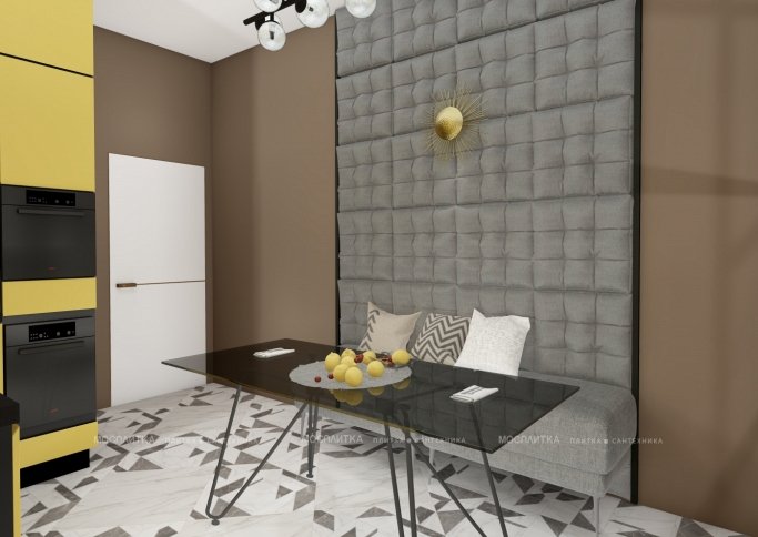 Дизайн Кухня в стиле Современный в черно-белом цвете №12860 - 10 изображение