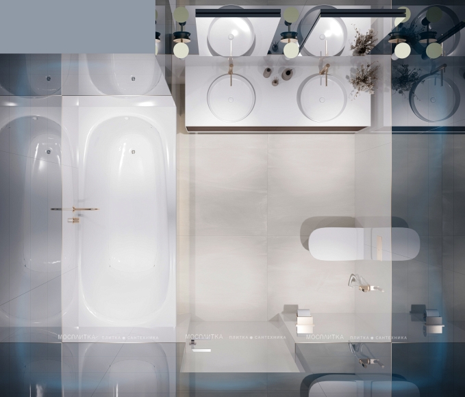 Дизайн Совмещённый санузел в стиле Современный в белом цвете №13355 - 2 изображение