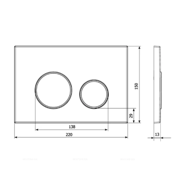 Кнопка смыва Veconi 
Round Design VFRD-BLG, 150х220х13, пластик, черный, кайма - матовое золото - 2 изображение