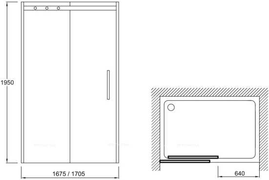 Душевая дверь Jacob Delafon Contra 170х195 см E22C170-GA профиль хром, стекло прозрачное - 2 изображение