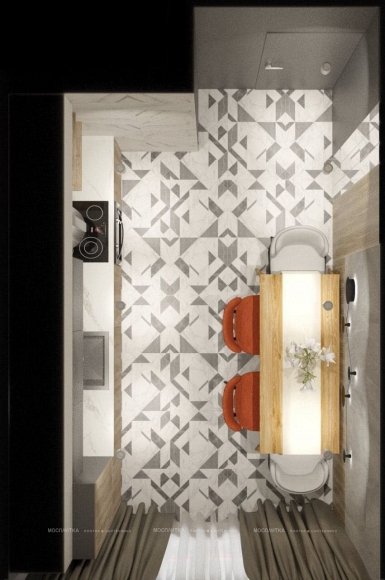 Дизайн Кухня в стиле Современный в черно-белом цвете №12867 - 2 изображение