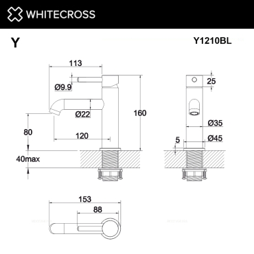 Смеситель для раковины Whitecross Y black Y1210BL матовый черный - 3 изображение