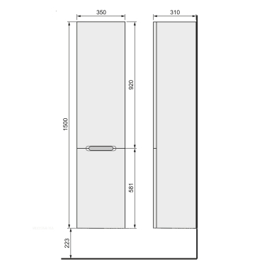 Шкаф-пенал Jorno Modul 150 см, Mоl.04.150/P/W, белый - 2 изображение