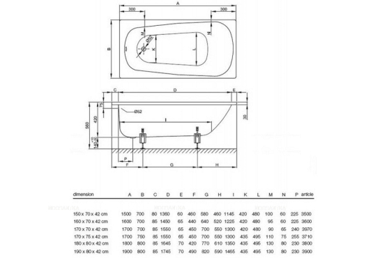 Стальная ванна Bette Form 170х75 см, 33710-000AD в комплекте с Antinoise (шумоизоляция) - 5 изображение
