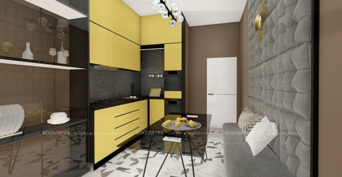 Дизайн Кухня в стиле Современный в черно-белом цвете №12860 - 4 изображение
