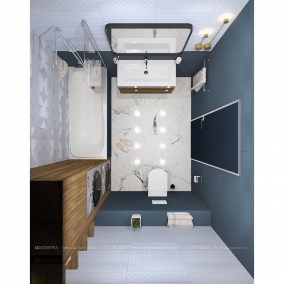 Дизайн Ванная в стиле Современный в синем цвете №12917 - 3 изображение